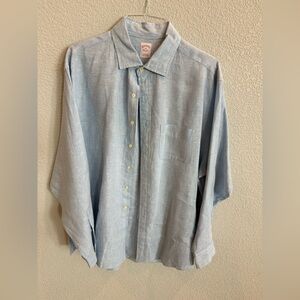 Brooks Brothers Linen Light Blue Casual Button Down Shirt